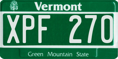 VT license plate XPF270