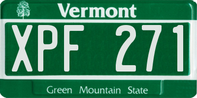 VT license plate XPF271