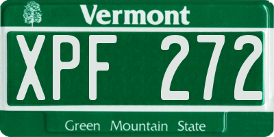 VT license plate XPF272