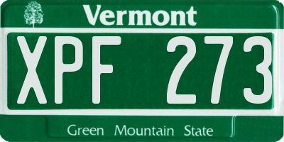VT license plate XPF273