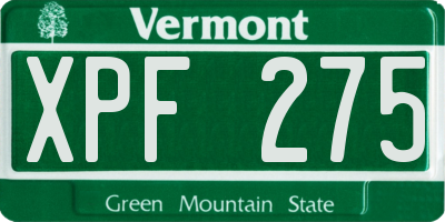VT license plate XPF275