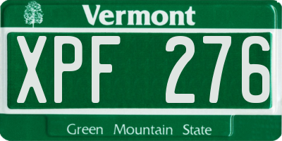 VT license plate XPF276