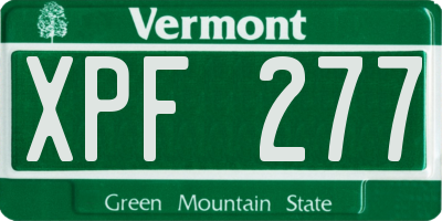 VT license plate XPF277