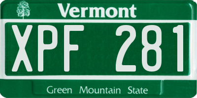 VT license plate XPF281