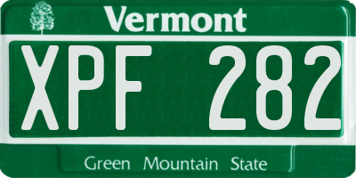 VT license plate XPF282