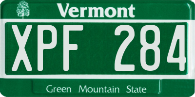 VT license plate XPF284