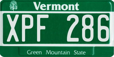 VT license plate XPF286