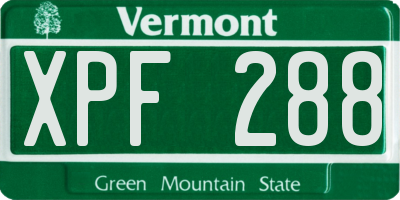 VT license plate XPF288
