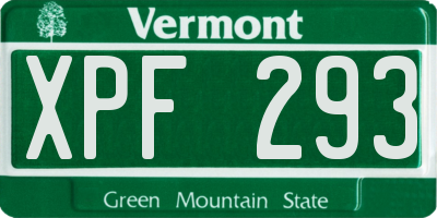 VT license plate XPF293