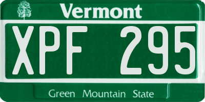 VT license plate XPF295