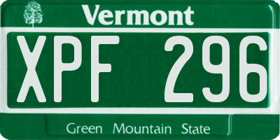 VT license plate XPF296