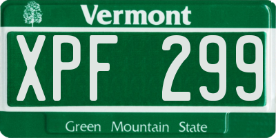 VT license plate XPF299