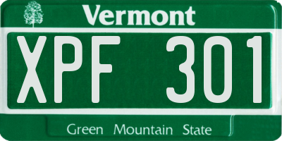 VT license plate XPF301