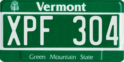 VT license plate XPF304