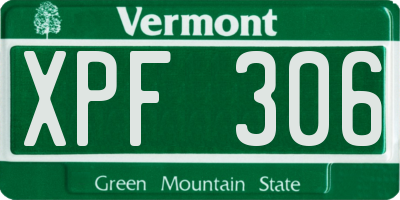 VT license plate XPF306