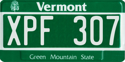 VT license plate XPF307