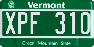 VT license plate XPF310