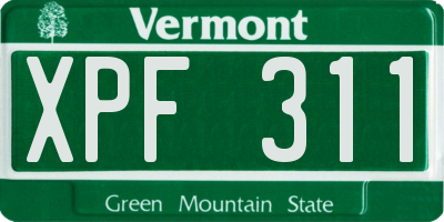VT license plate XPF311