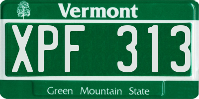 VT license plate XPF313