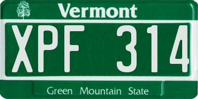 VT license plate XPF314