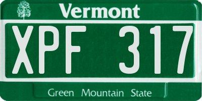 VT license plate XPF317