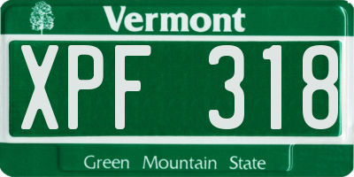 VT license plate XPF318