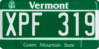 VT license plate XPF319