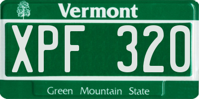 VT license plate XPF320