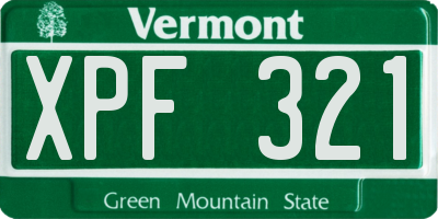 VT license plate XPF321