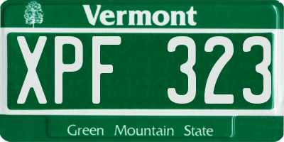 VT license plate XPF323