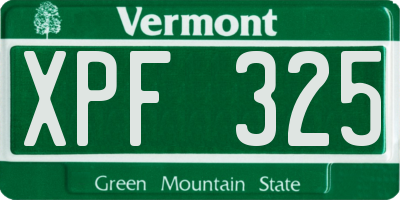 VT license plate XPF325