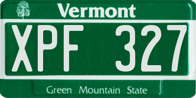 VT license plate XPF327