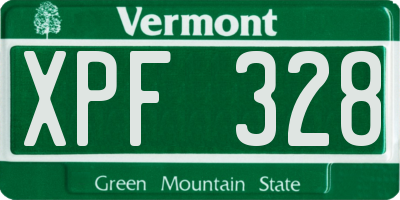 VT license plate XPF328