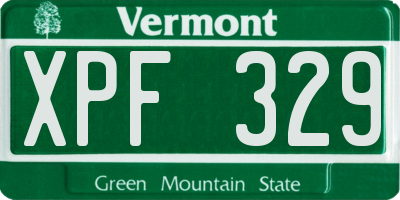 VT license plate XPF329