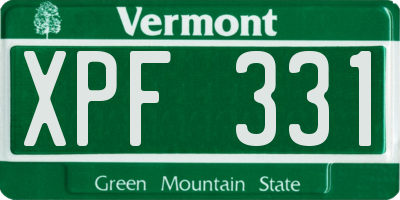 VT license plate XPF331