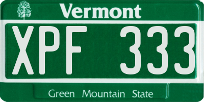 VT license plate XPF333