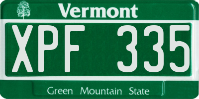 VT license plate XPF335