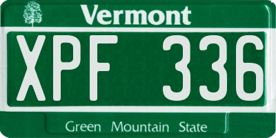 VT license plate XPF336