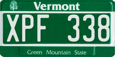 VT license plate XPF338