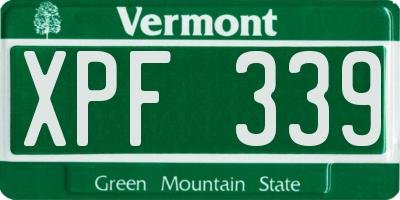 VT license plate XPF339