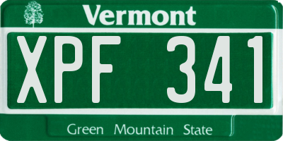 VT license plate XPF341