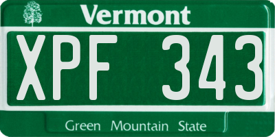 VT license plate XPF343