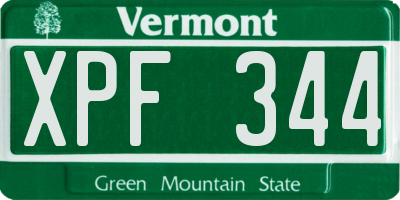 VT license plate XPF344
