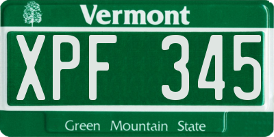 VT license plate XPF345