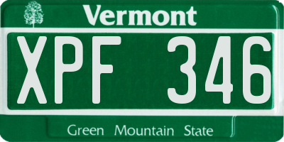 VT license plate XPF346
