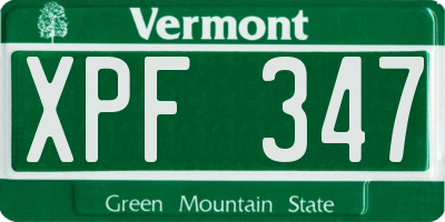 VT license plate XPF347