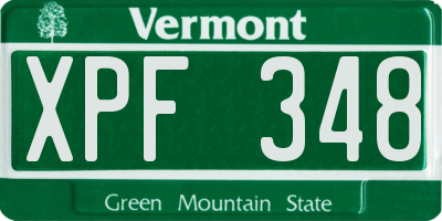 VT license plate XPF348
