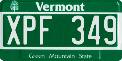 VT license plate XPF349