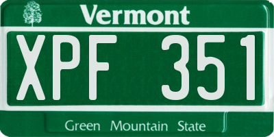 VT license plate XPF351