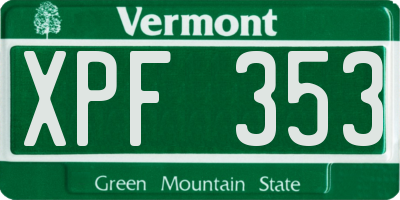 VT license plate XPF353